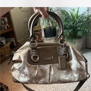 Coach Tan and Brown Signature Satchel